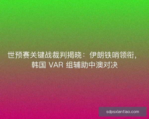 世预赛关键战裁判揭晓:伊朗铁哨领衔,韩国 VAR 组辅助中澳对决 世预赛关键战裁判揭晓:伊朗铁哨领衔,韩国 VAR 组辅助中澳对决
